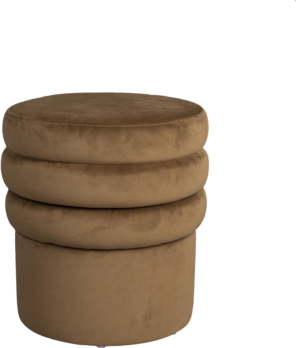 Skammel Pouf Dutchbone Aditi Mudderbrun Polyesterstof ø40   H44 Cm