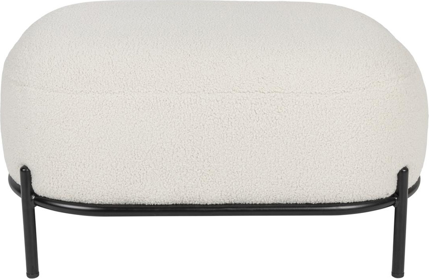 Skammel Studio White Polly Perlemorsfarvet Stof H36xb66xl50   Cm Polstret Koldskum Robust Metalbase 150 Kg
