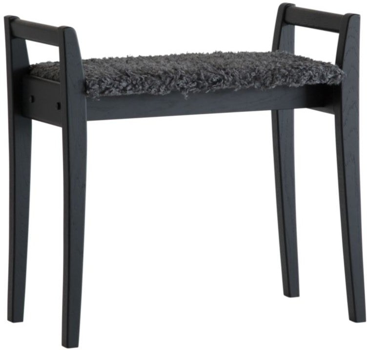 Elegant Sort Skammel med Fåreskind - Meja Serien