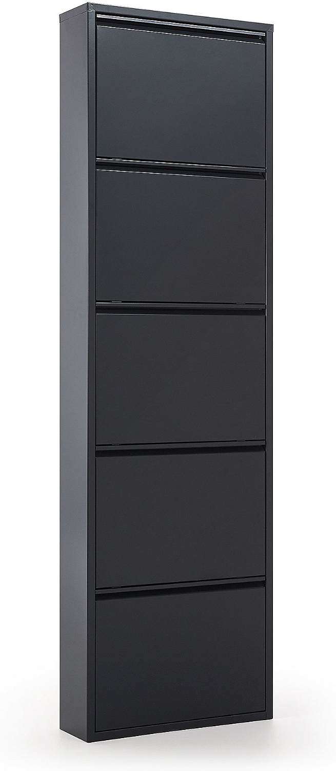 Skoreol Kave Home Ode Sort Pulverlakeret Metal Låger Plads Til 15 Par Sko H169 B15 L50 Cm