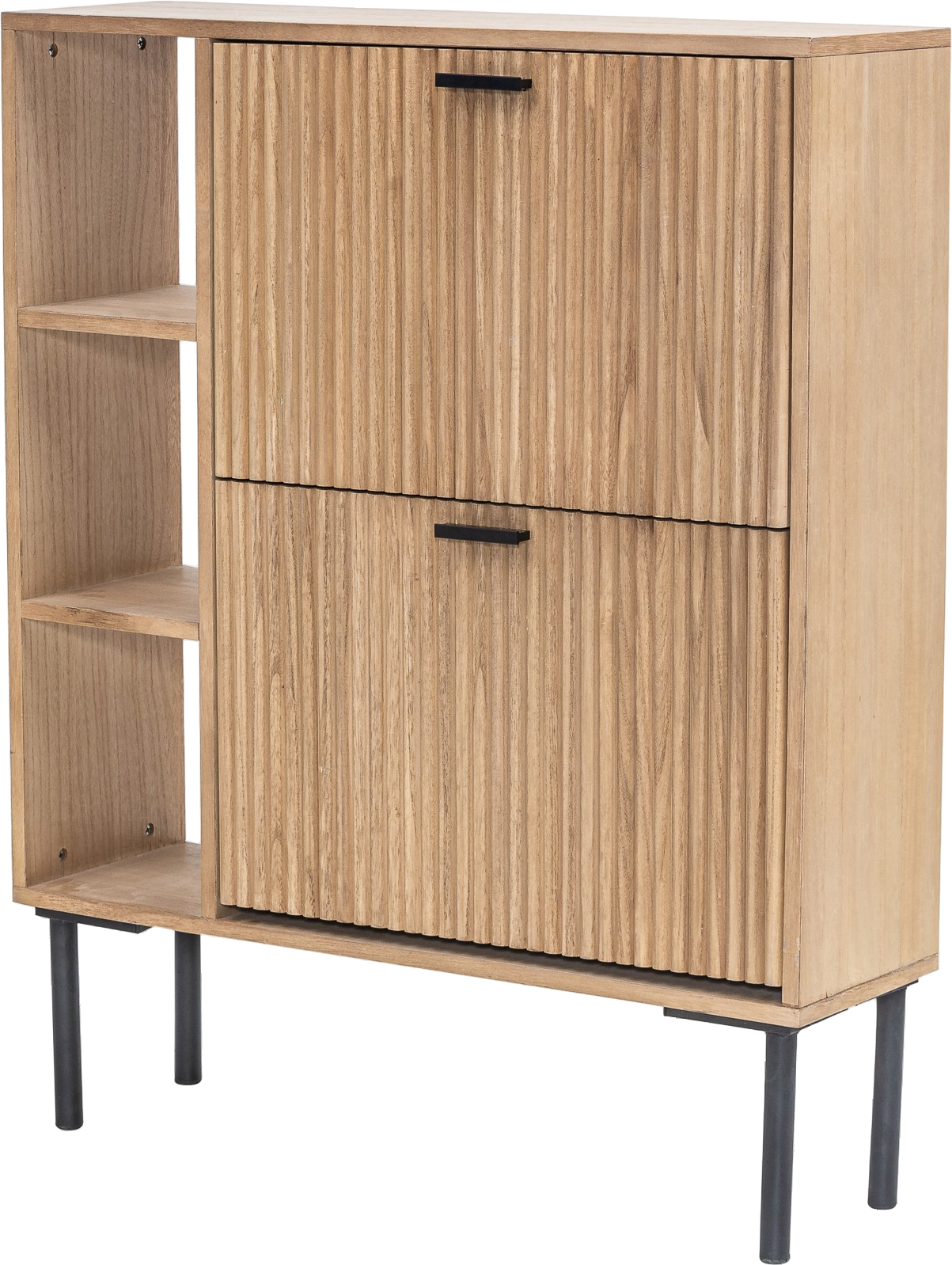 Skoreol Skohylde Nordlys Furniture Colombo Natur 97 5ã 80ã 23 Cm  Med   Skjulte Skuffer   åbne Hylder   Lakkeret Bøgetræ