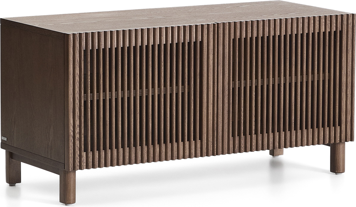 Skoskab Kave Home Beyla Mørkebrun Lamelfront Justerbare Hylder Par Blødlukning H49 5ã B98ã D42 Cm
