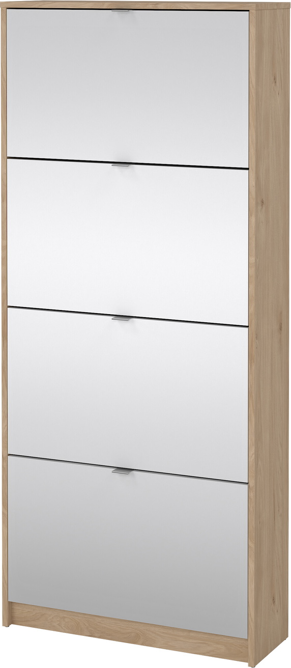 Skoskab Skohylde Vesterholm Havn   Vippe-låger Med Spejl    Rum H162ã B70ã D24 Cm  Jackson Hickory  Spånplade