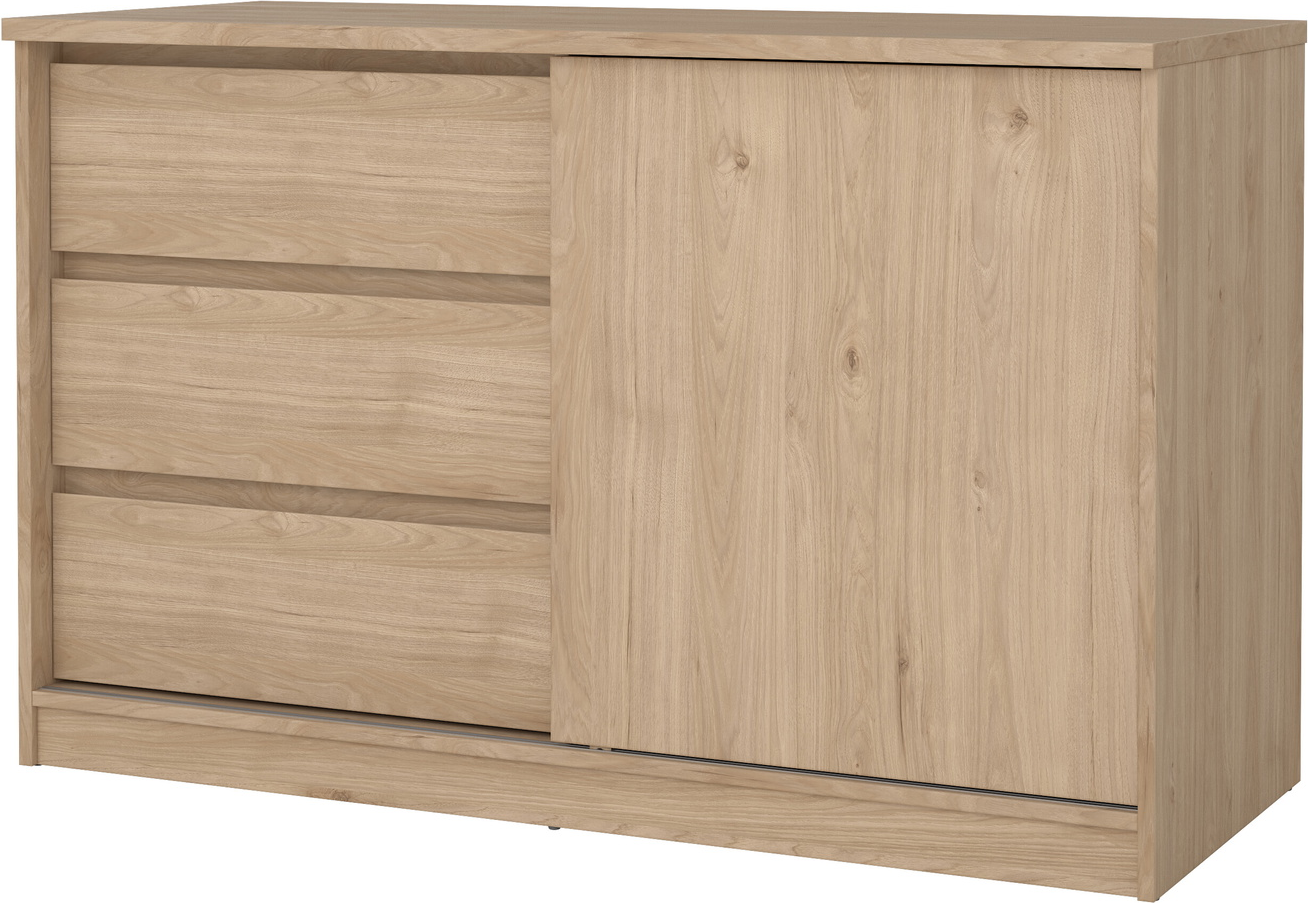 Skoskab Skoreol Vesterholm Naia Jackson Hickory Skydedør   Skuffer B119xd50xh76 Cm Vægmonteret