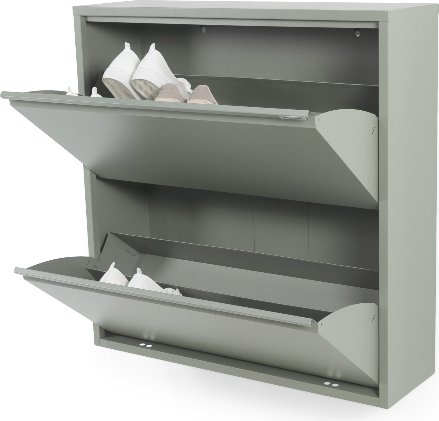 Skoskab Spinder Design Billy Støvet Grøn Pulverlakeret Stål   Klapdøre Og Skuffer Plads Til 12 Par 77 5ã 75ã 22   Cm