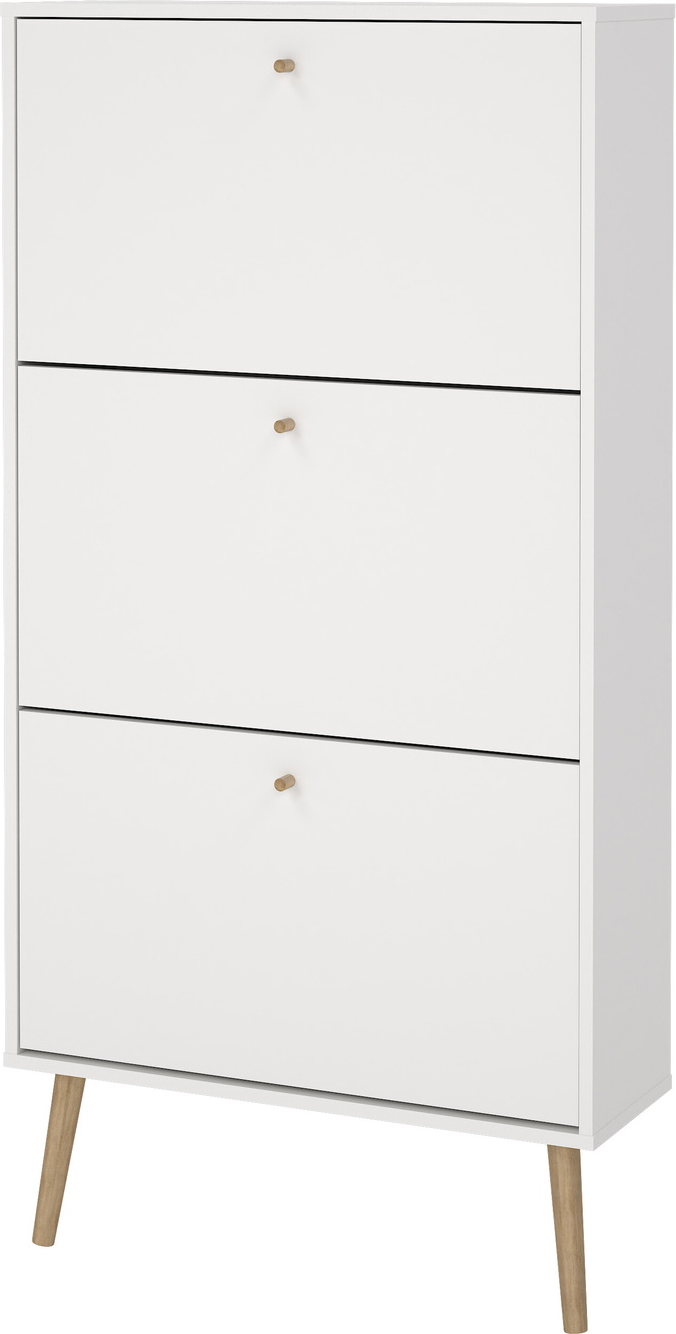 Skoskab Vesterholm Bodo   Klapdøre  Hvid Plads Til 18 Par Sko  Vægmonteret  H139   B70   D24 Cm