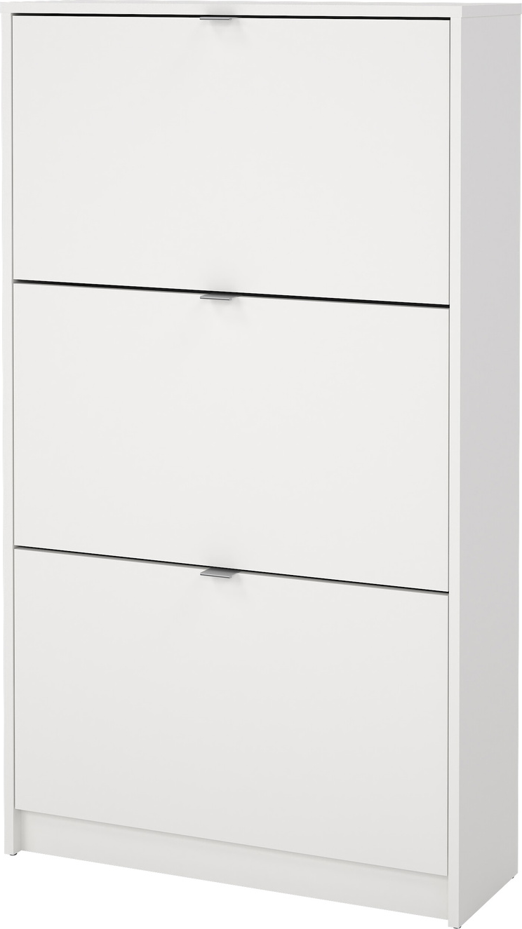 Skoskab Vesterholm Havn   Rum Skoreol  Hvid Spånplade  Aluminium Håndtag  H124ã B70ã D24 Cm
