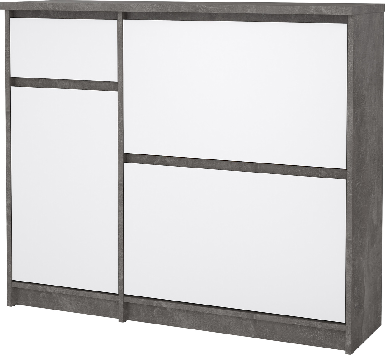 Skoskab Vesterholm Naia Oxid Beton Hvid Højglans H93ã B109ã D31 Cm    Udslagslåger  Plads Til 12 Par