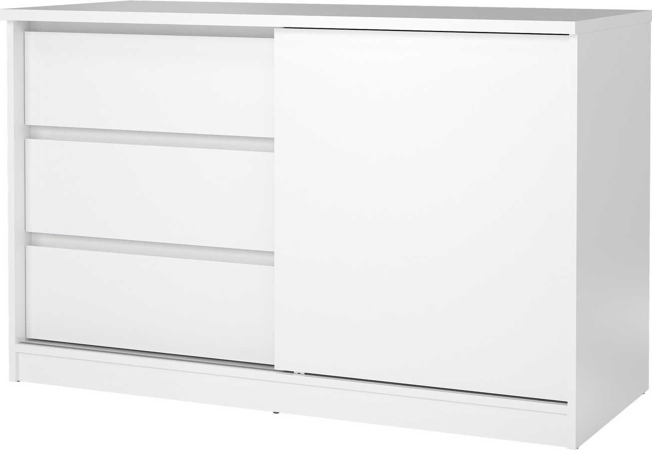 Skoskab Vesterholm Naia Vægmonteret Hvid Højglans H75     B118     D50 Cm   Skydedør   Skuffer