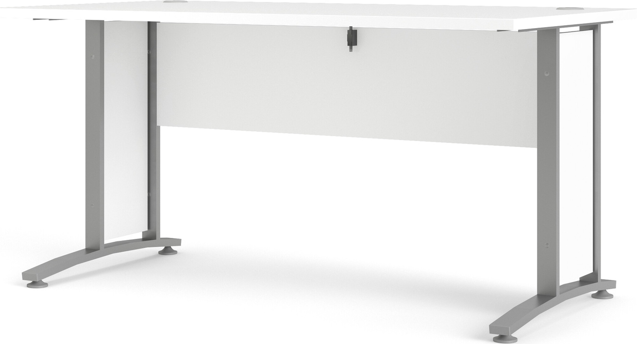 Skrivebord Arbejdsbord Vesterholm Prima 150x80 Cm Hvid Grå Melamin Spånplade Sølvgrå Stålben
