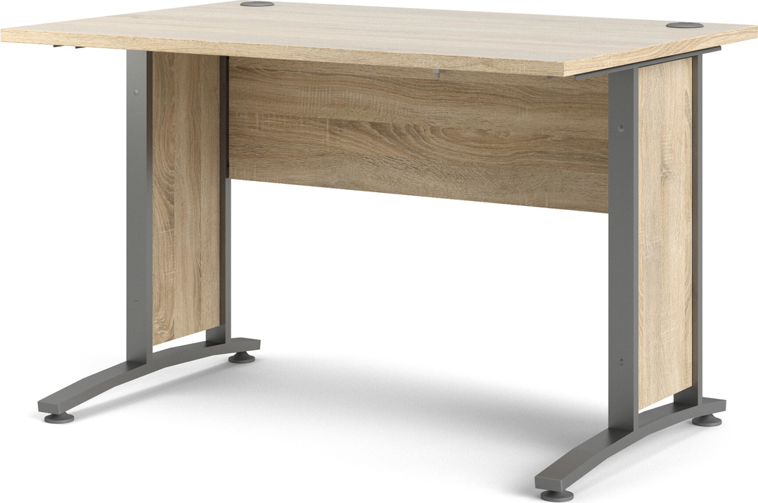 Skrivebord Arbejdsbord Vesterholm Prima 120x80 H74   Cm Egestruktur Natur Sølvgråt Stålstel Fremstillet   Danmark