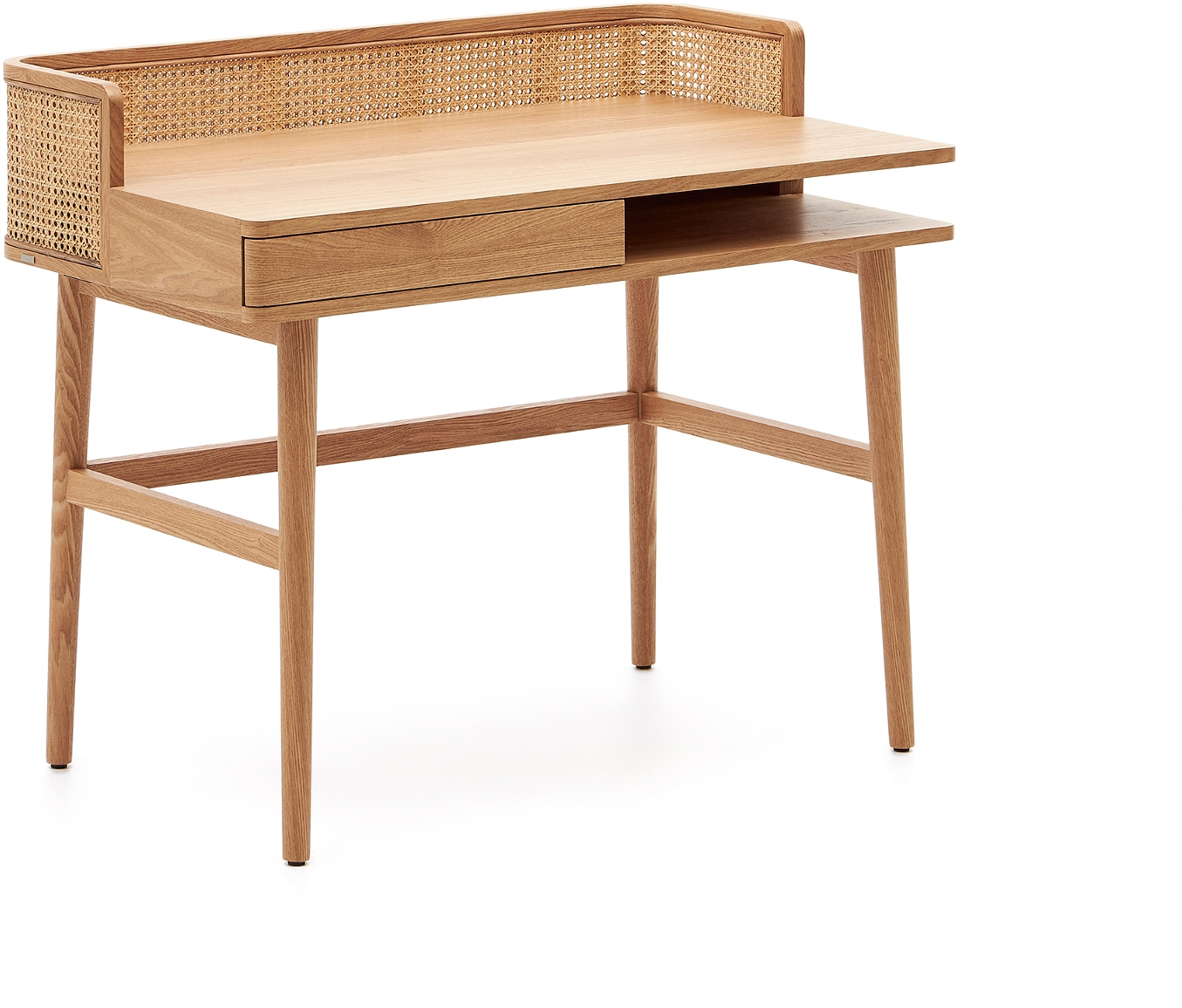 Skrivebord Kave Home Araxi Kompakt Naturfarvet Arbejdsbord Med Push-to-open Skuffe
