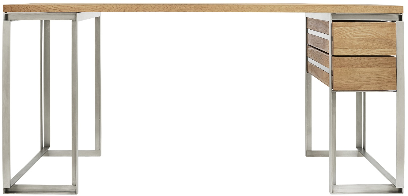 Skrivebord Kristina Dam Outline Lakeret Eg Og Rustfrit Stål Natur H80   B84   L160 Cm