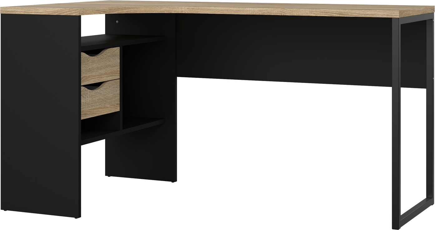 Skrivebord  -formet Hjørneskrivebord Vesterholm Function Plus Matsort Natur 145x81 Cm Stålben   Skuffer Fsc-spånplade