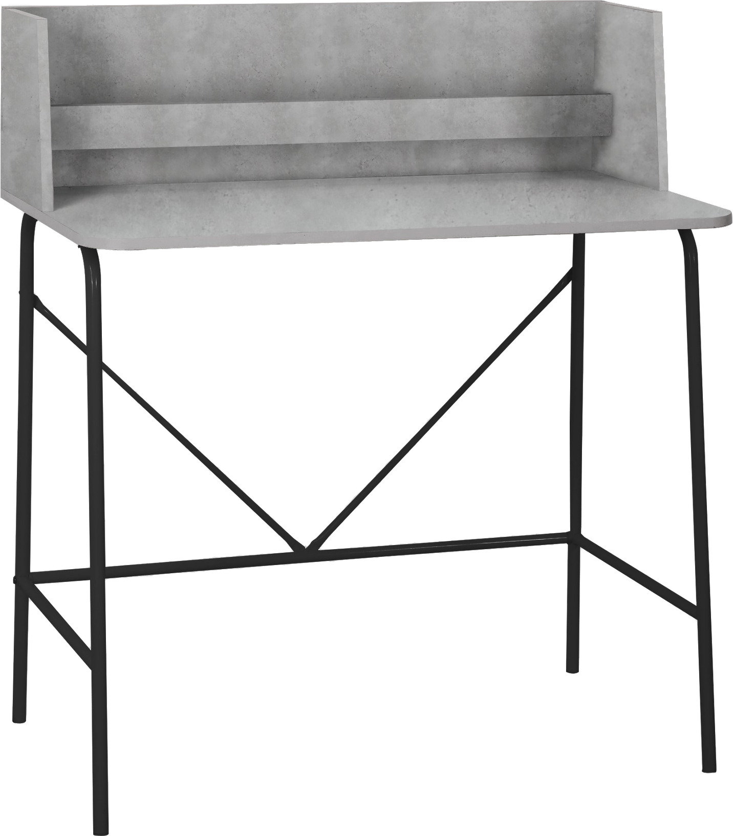 Skrivebord Nordlys Furniture Houston Grå Metal H100   B90   D48 Cm Med Tre-sidet Rygplade