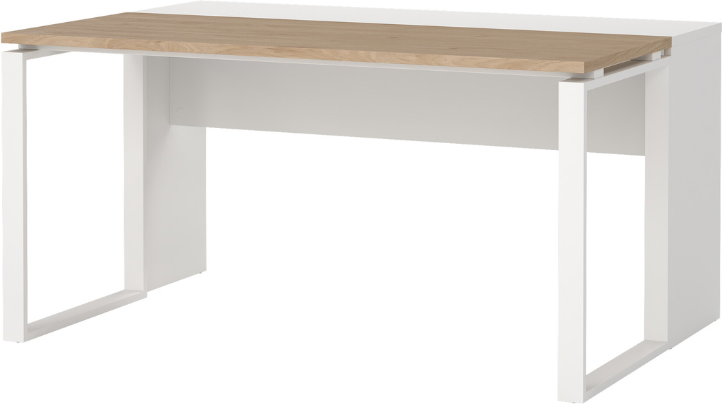 Skrivebord Vesterholm Formé  Hvid Jackson Hickory  Inkl  Tillægsbord  H75 6ã D60 Cm  Pulverlakerede Stålben