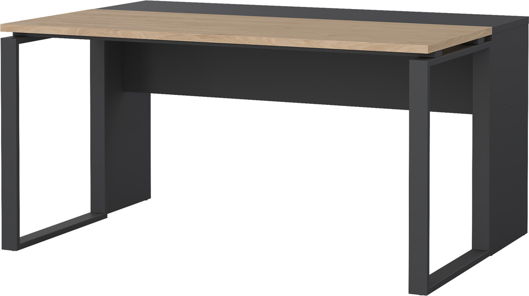 Skrivebord Vesterholm Formé Jackson Hickory Bordplade Matgrå Stel D60 Inkl  Tillægsbord Pulverlakeret Stålben