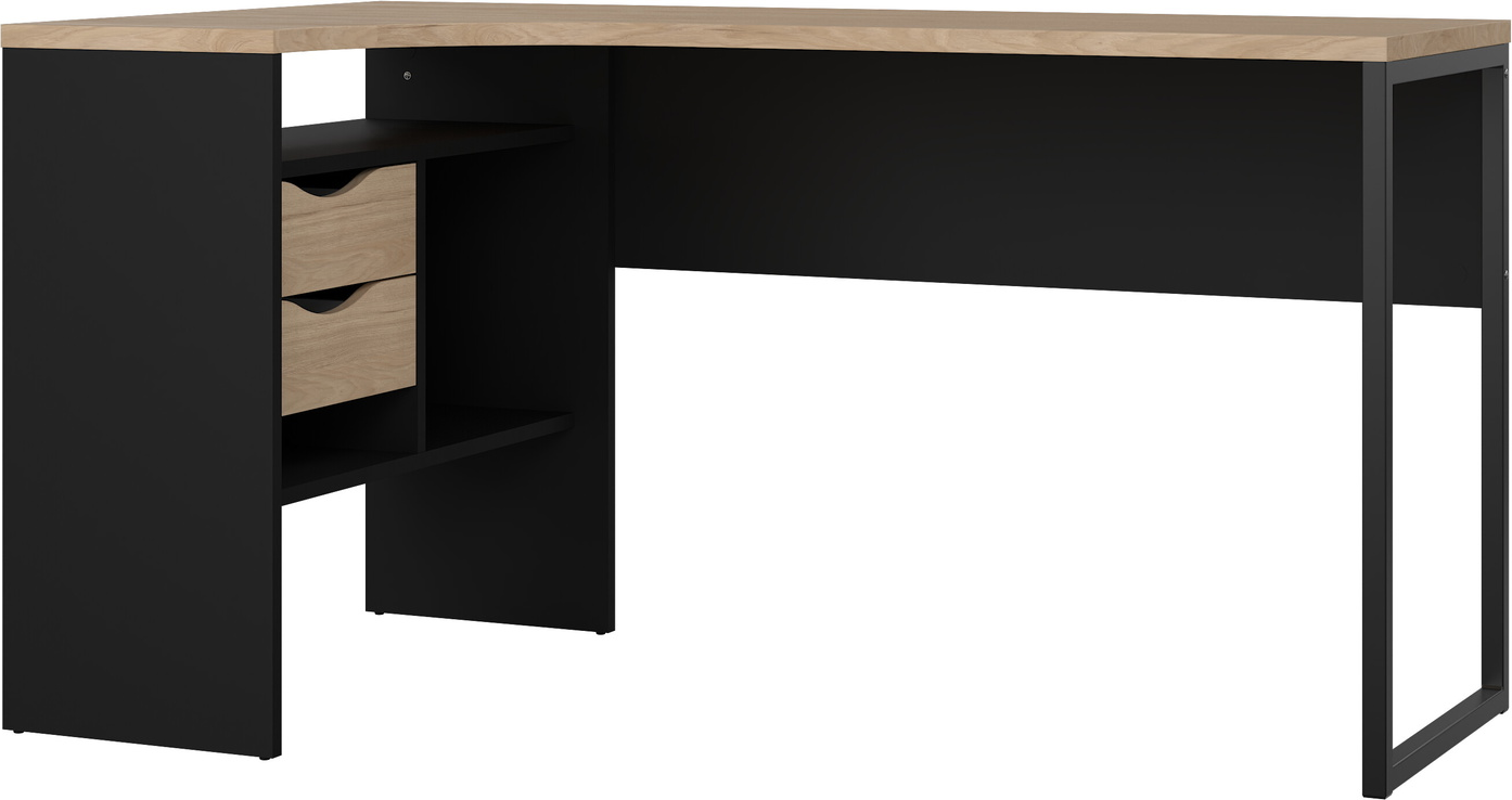 Skrivebord Vesterholm Function Plus  -formet Hjørnebord Matsort Jackson Hickory 145ã 81 Cm     Skuffer Og Hylder
