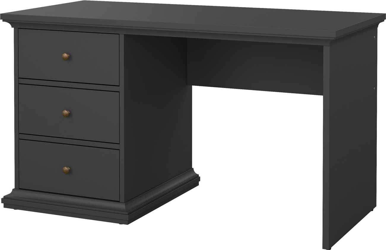 Skrivebord Vesterholm Nora 130x61   Cm Mat Grå Med   Skuffer Fsc Spånplade