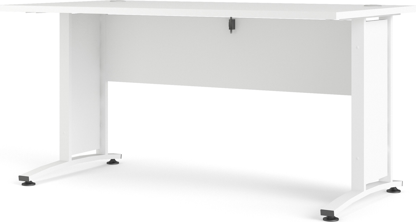 Skrivebord Vesterholm Prima 150x80 Cm H74   Hvid Melamin Med Stålben