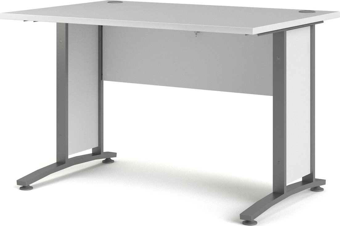 Skrivebord Vesterholm Prima 120x80 Cm Hvid Grå Melaminbelagt Spånplade Sølvgråt Stålstel
