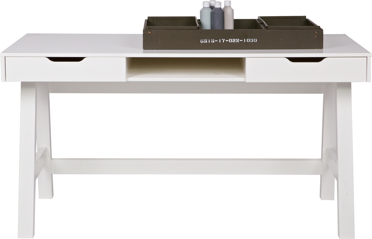Skrivebord Woood Nikki i Hvidt Massivt Fyrretræ - 140 cm