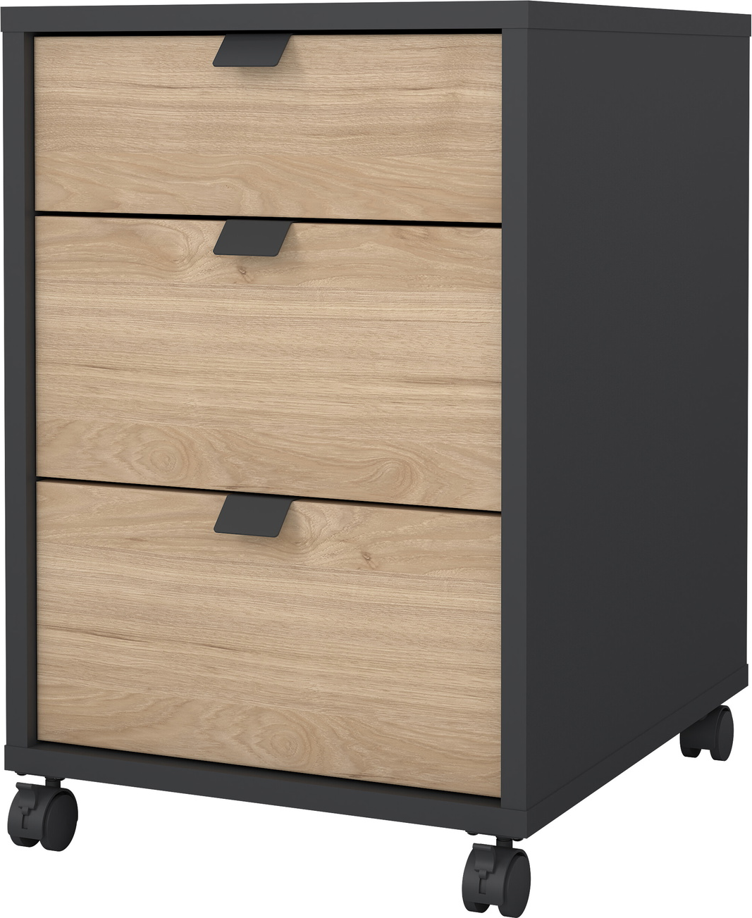 Skuffesektion Vesterholm Formé   Skuffer  Matgrå Ramme Med Jacksonhickory Fronter  Låselige Hjul  Fsccertificeret  H60 8xb40 8xd48   Cm