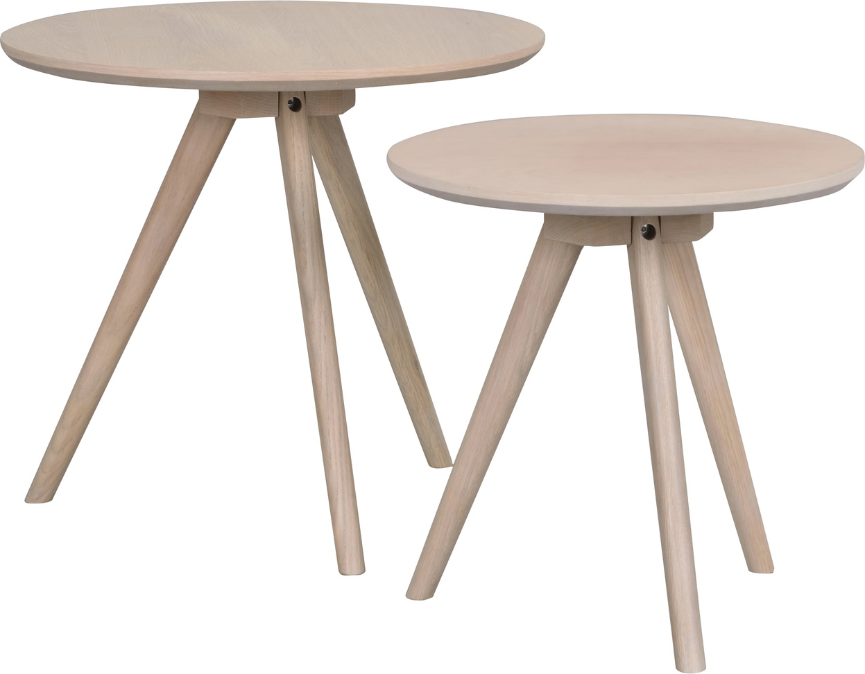 Småbord Rowico Yumi ø50 H45 Cm Hvidkalket Sidebord   Lakeret Mdf   Massivt Egetræ