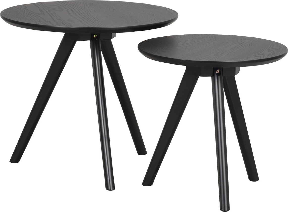 Småbord Sidebord Rowico Yumi ø50   H45 Cm   Sort Lakeret Askfiner-mdf Med Gummitræben