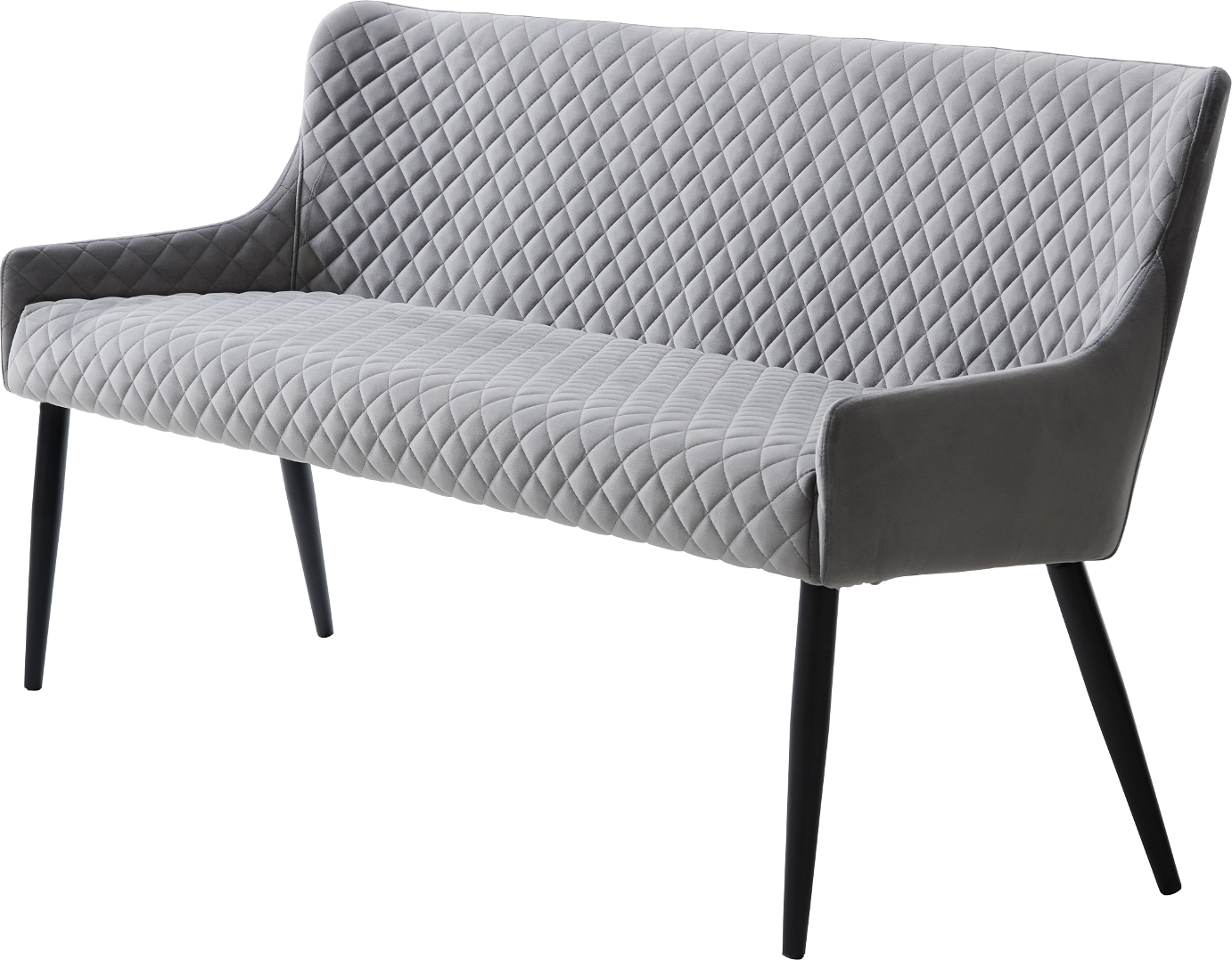 Sofabænk Nordique Design Ottowa Grå Fløjl Med Harlekinsyning Og Sorte Metalben 160ã 60 Cm