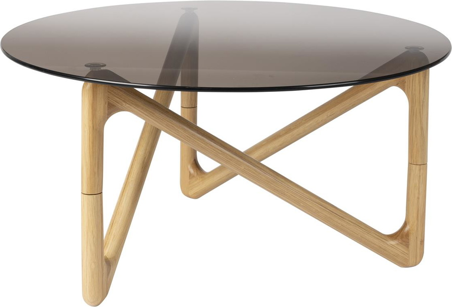 Elegant Dutchbone Naia Sofabord i Stengrå Glas og Egetræ