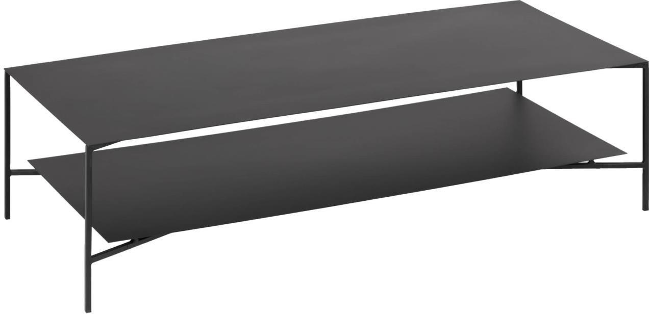 Sofabord Kaffebord Kave Home Azisi 140x60x36 Cm Pulverlakeret Mat Sort Stål Industriel Med Underhylde