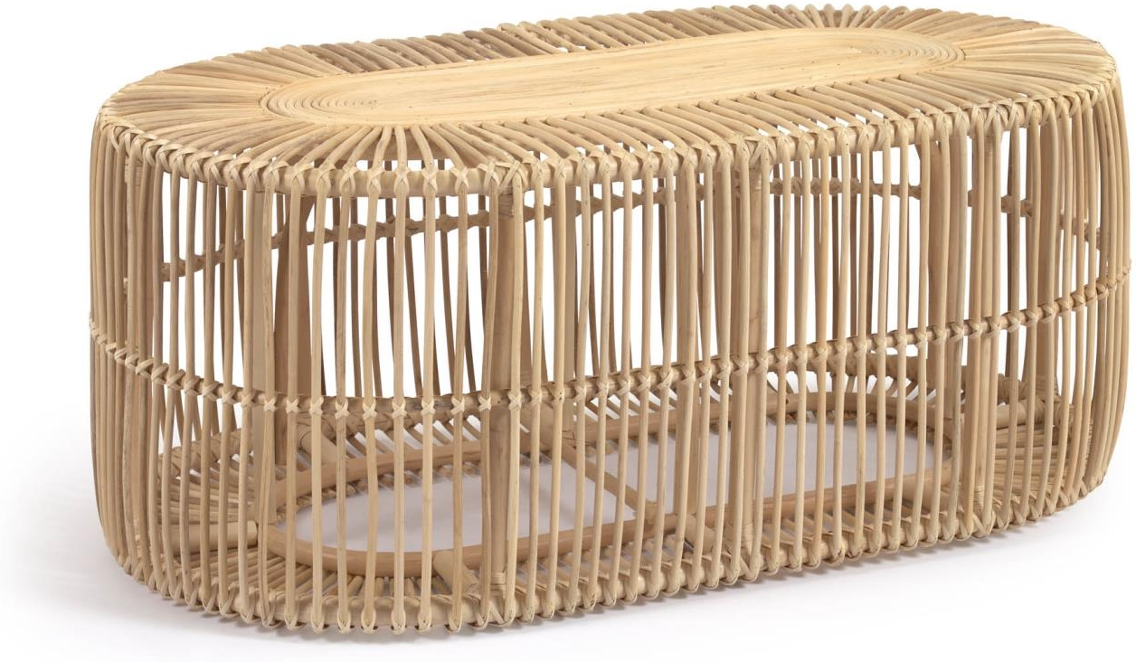 Sofabord Kaffebord Kave Home Lael Håndlavet Rattan Natur 110x60x45 Cm