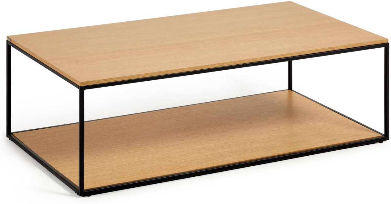 Sofabord Kaffebord Kave Home Yoana 110x60x35 Cm Egfinér Mdf Natur Med Mat Sort Jernbase