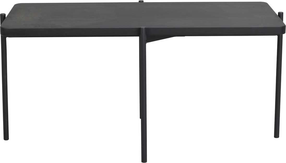 Sofabord Kaffebord Shelton Rowico   Massivt Europæisk Asketræ Med Sort Olie Og Pulverlakerede Metalben H45xb50xl95 Cm Fsc