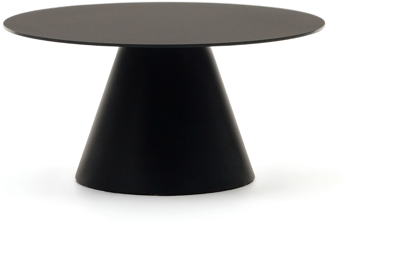 Sofabord Kave Home Wilshire 80x80 Cm Mat Sort Hærdet Glas Og Pulverlakeret Metal