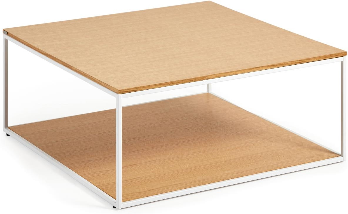 Sofabord Kave Home Yoana 80x80x35 Cm Natur Hvid Egefiner Stålstel