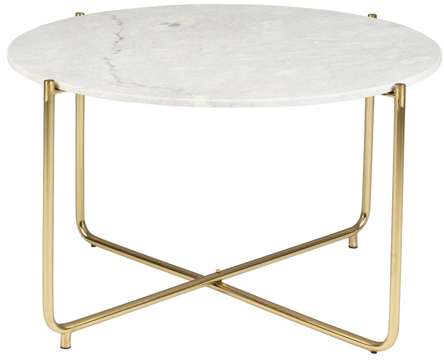 Elegant marmor sofabord med gyldent stel – Timpa ø70 cm
