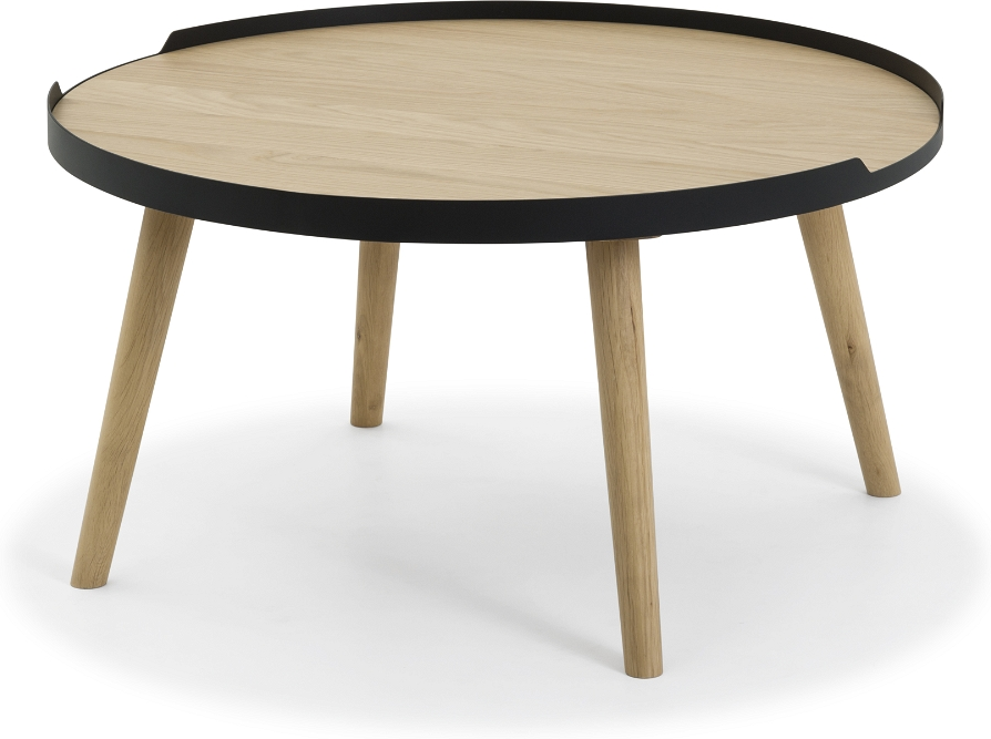 Sofabord Hasseris Rund Ø80 cm i Egetræ med Metalramme