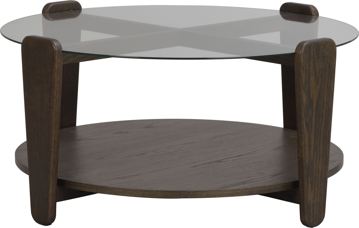 Sofabord Rowico Arran ø93   H45 Cm Rund Loungebord Glas   Massivt Egetræ Fsc 100  Lakeret