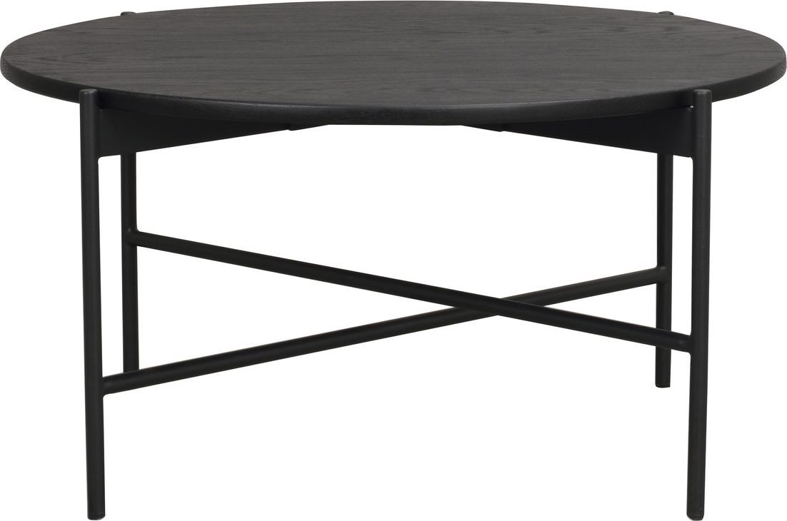 Sofabord Rowico Skye ø89   H45 Cm Sort Lakeret Egetræsfiner Pulverlakeret Metalstel