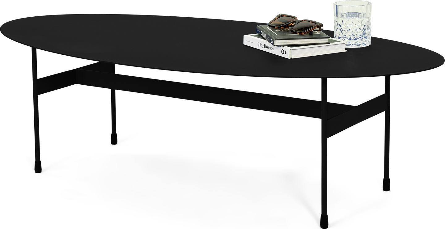 Sofabord Spinder Design Mira Sort Pulverlakeret Stål  Ovalt Industrielt Design 120ã 39ã 35 Cm