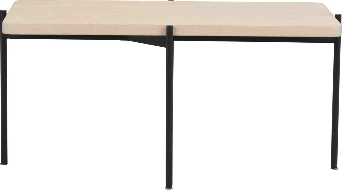 Sofabord Stuebord Rowico Shelton Hvidkalket Egetræ Og Sort Metalstel 95x50x45 Cm
