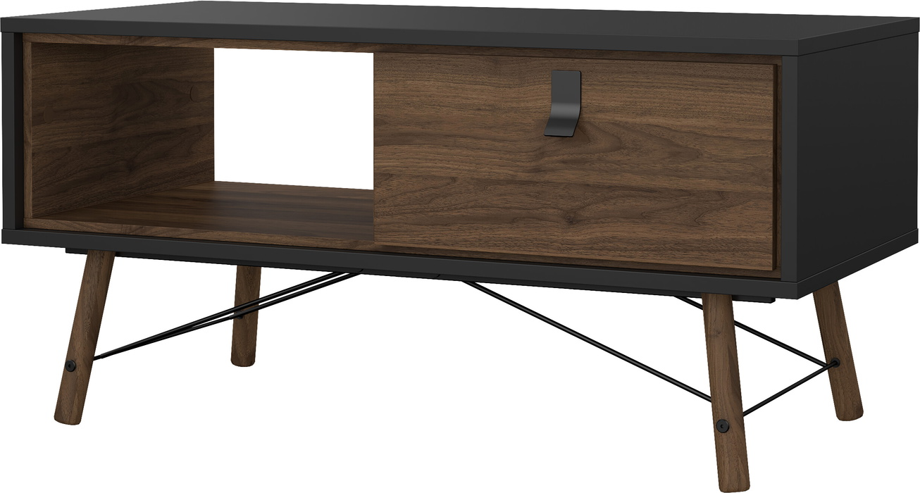 Sofabord Vesterholm Askø   Mat Sort Valnød  Dansk Fsc Træ    Skuffe Og åbent Rum  B101 8ã D48 2ã H50 Cm