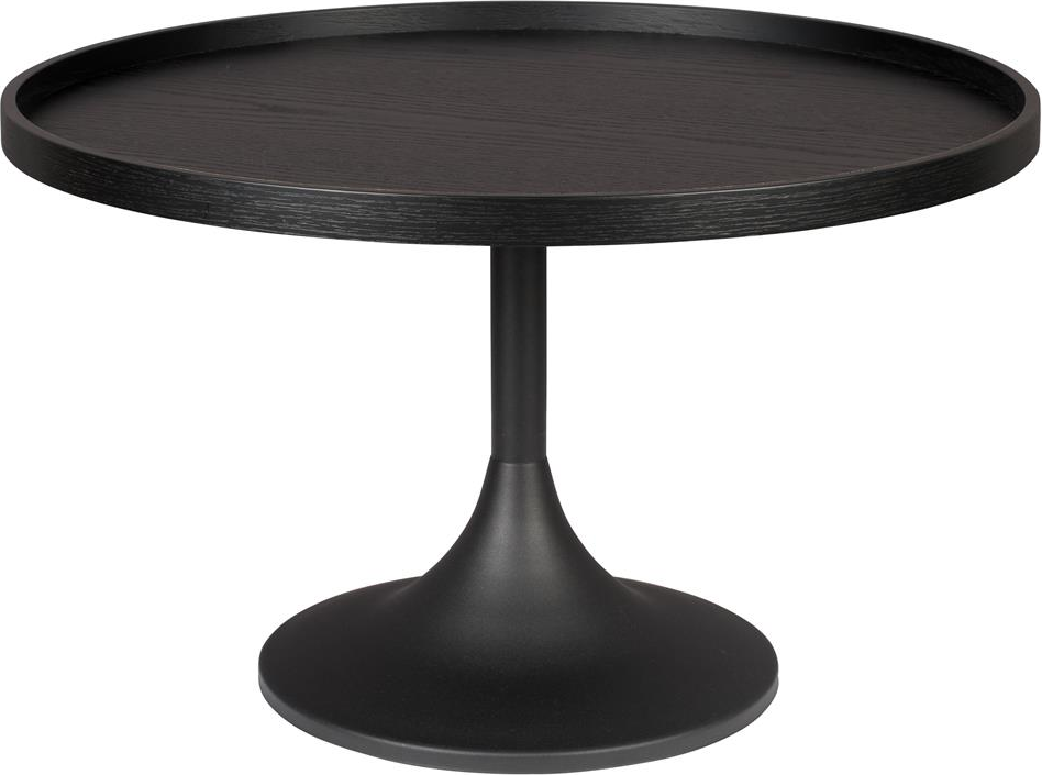 Sofabord Zuiver Jason ø69 H42 Cm Antracit Træ Egfinér Bordplade Sort Stålfod