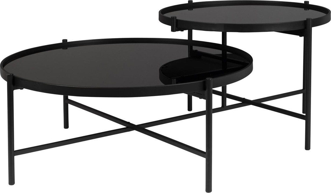 Sofabordssæt Studio White Li – Rundt Antracit Glas & Metal