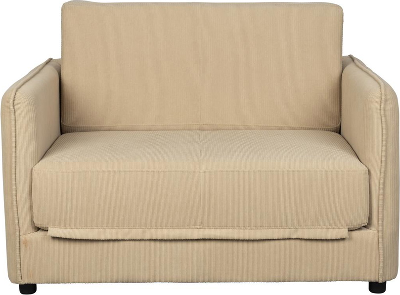 Sovesofa Studio White Sofabed Med Diskret Stribet Mønster Naturbeige Polyester Skum Træramme H78xb110xl89 Cm