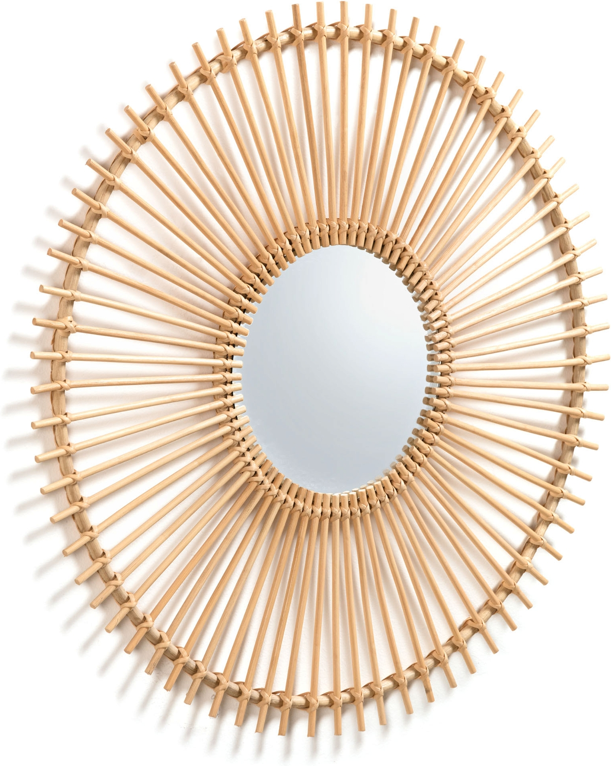 Spejl Kave Home Louisa Håndflettet Vægspejl Naturlig Rattan 81ã 81 Cm Rustikt Kolonialdesign