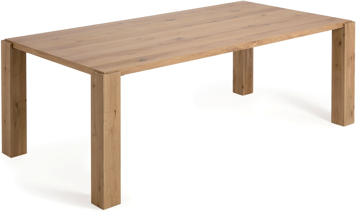 Spisebord Kave Home Deyanira 220x110 Cm Egetræsfiner Massivt Egetræsben Rustik Natur Til Personer