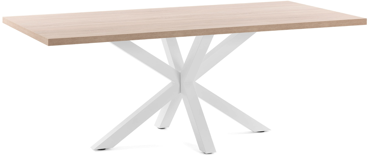 Spisebord Kave Home New Argo Natur Hvid 160 100 Cm Finértræ Stel Stål